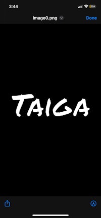 a black screen with the word taiga on it